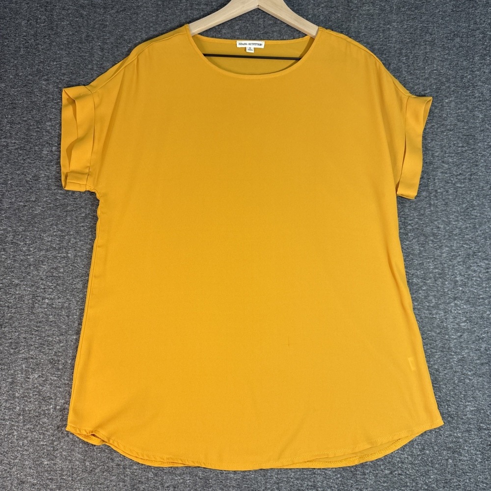 Zenana Outfitters Women's Blouse Top Size M Short Sleeve Orange Round Neck
